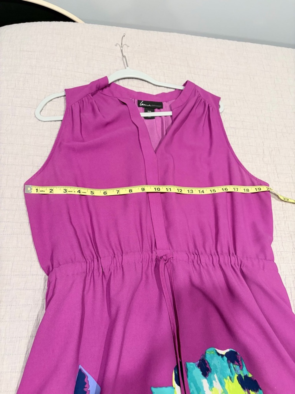 Lane Bryant Magenta Sleeveless Drawstring Waist Floral Hem Dress 18/20 - Picture 4 of 6